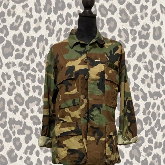 Boutique Upcycled Army Jacket Women’s Size S/M Rolling Stones Design Sequins - Picture 2 of 8